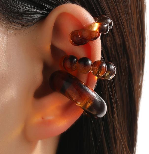 Exaggerated Shaped Water Drop Texture Earings Ear Clip