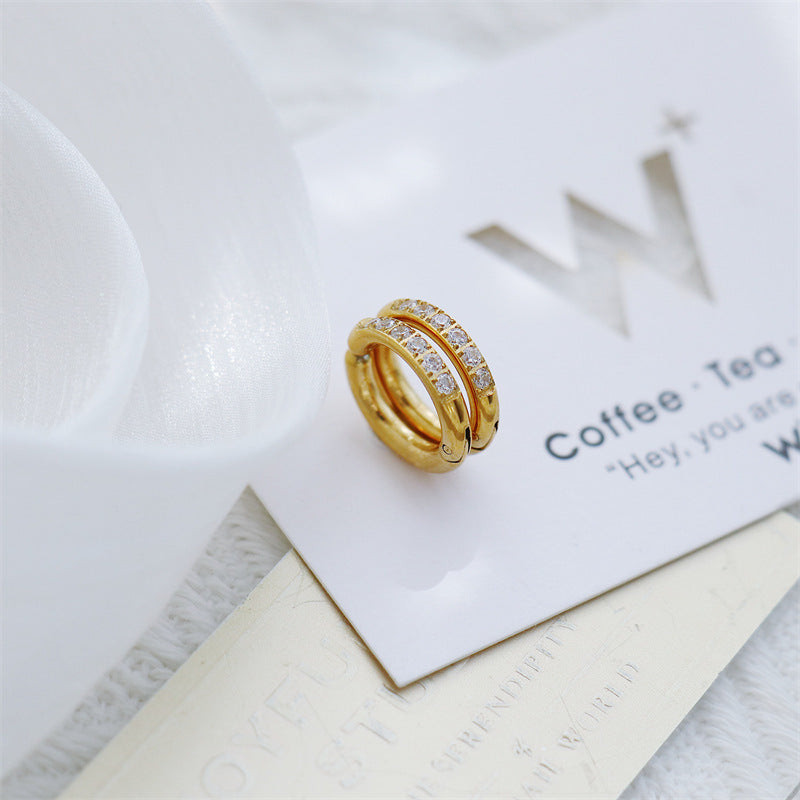 Circle Fine Drill Can Open With Diamonds Fashionable Non Piercing Ear Clip