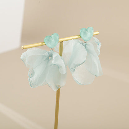 Seaside Holiday Blue Chiffon Flower High Sense Graceful Fashionable Mosquito Ear Clip