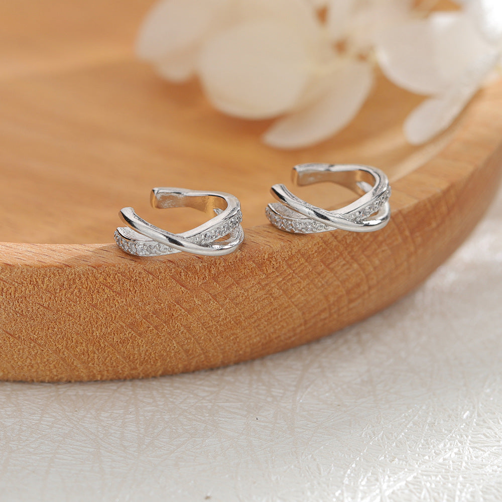 Women's Dignified Clips Design Cross Geometric Rhinestone High-grade Ear Clip