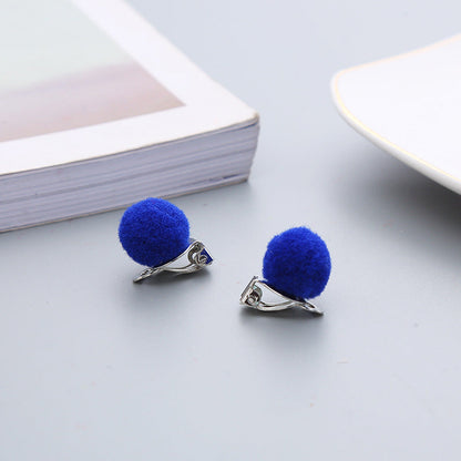 Pair Candy Color Korean Cute Wool Ball Ear Clip