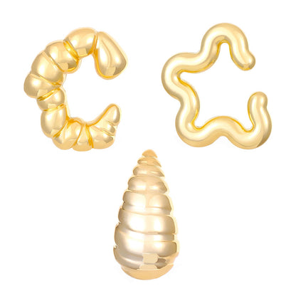 Exaggerated Shaped Water Drop Texture Earings Ear Clip