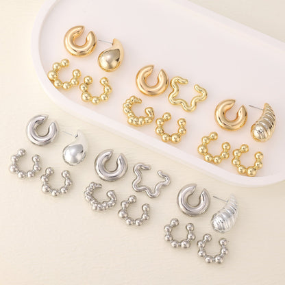 Exaggerated Shaped Water Drop Texture Earings Ear Clip