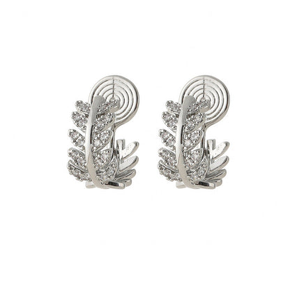 Zircon Leaves Eardrop Exquisite Niche Integrated Mosquito Ear Clip