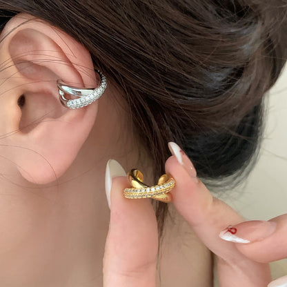 Cold Wind Staggered Micro Inlaid Zircon Graceful Personality Simple Earrings
