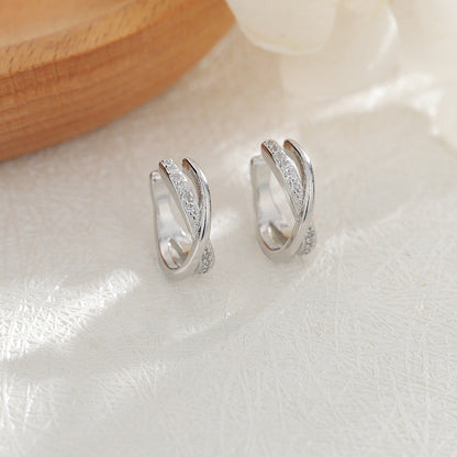 Women's Dignified Clips Design Cross Geometric Rhinestone High-grade Ear Clip