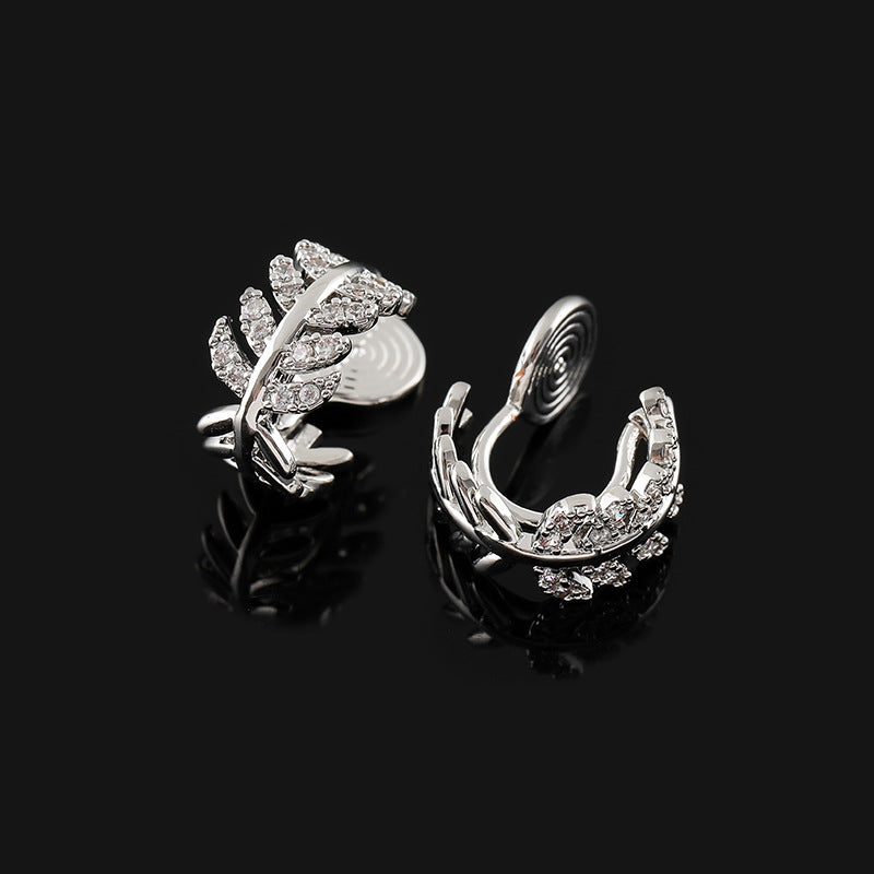 Zircon Leaves Eardrop Exquisite Niche Integrated Mosquito Ear Clip