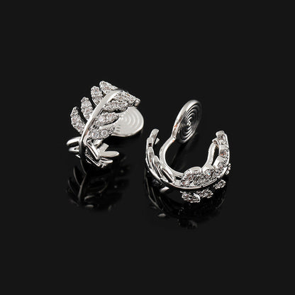 Zircon Leaves Eardrop Exquisite Niche Integrated Mosquito Ear Clip