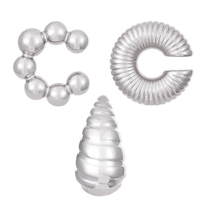 Exaggerated Shaped Water Drop Texture Earings Ear Clip