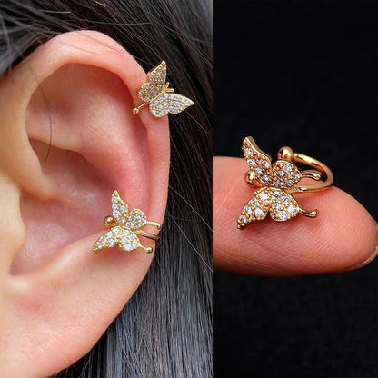Unique Fashion Butterfly Flowers Inlaid Zircon Rings