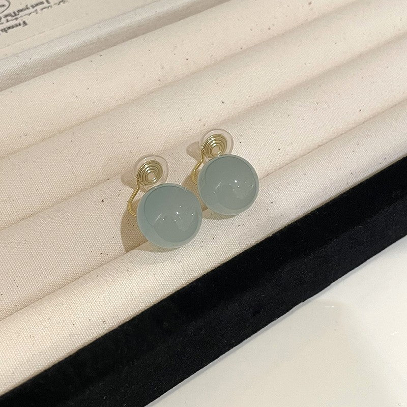 Women's Jelly Green Round Beads Resin Summer Earrings