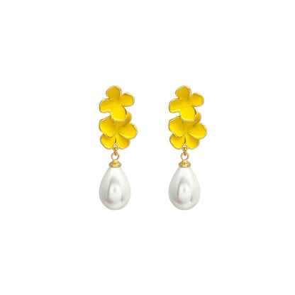 Drip Glazed Small Flower Water Drop Integrated Light Luxury Classic Ear Clip