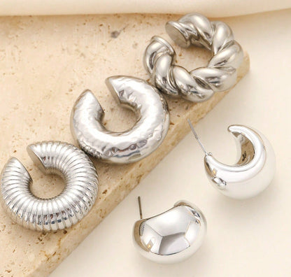 Exaggerated Shaped Water Drop Texture Earings Ear Clip