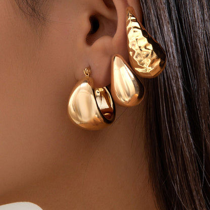 Glossy Surface Water Drop Beanie Personality Geometry Simple Earrings