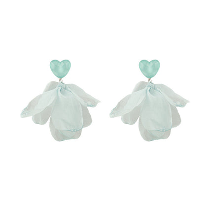 Seaside Holiday Blue Chiffon Flower High Sense Graceful Fashionable Mosquito Ear Clip