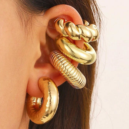 Exaggerated Shaped Water Drop Texture Earings Ear Clip