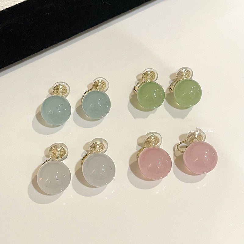 Women's Jelly Green Round Beads Resin Summer Earrings