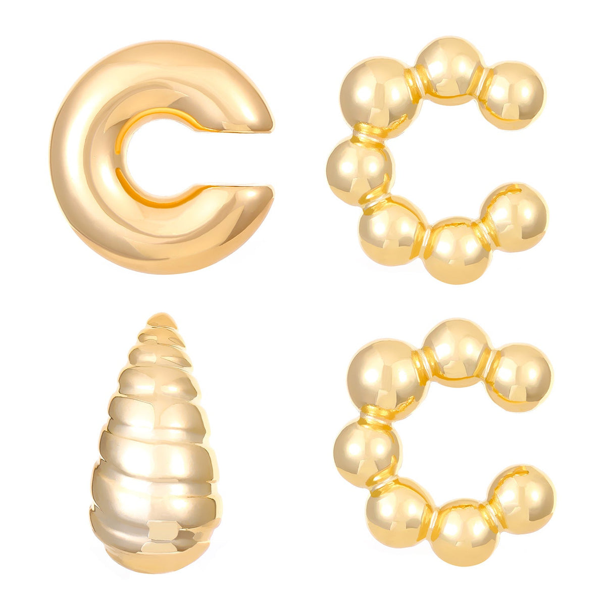 Exaggerated Shaped Water Drop Texture Earings Ear Clip