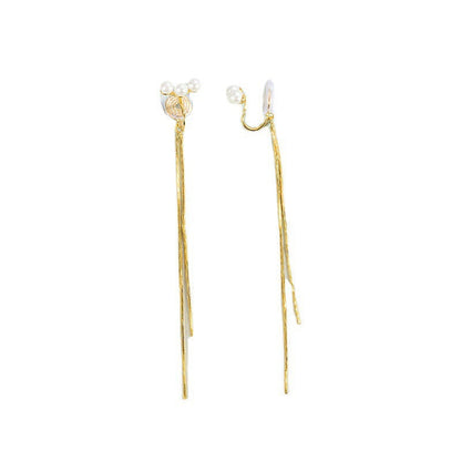 Women's Coil High-grade Pearl Elegant Long Tassel Simple Super Fairy Slim Ear Clip