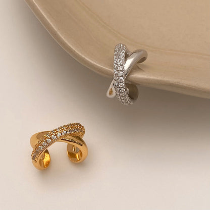 Cold Wind Staggered Micro Inlaid Zircon Graceful Personality Simple Earrings