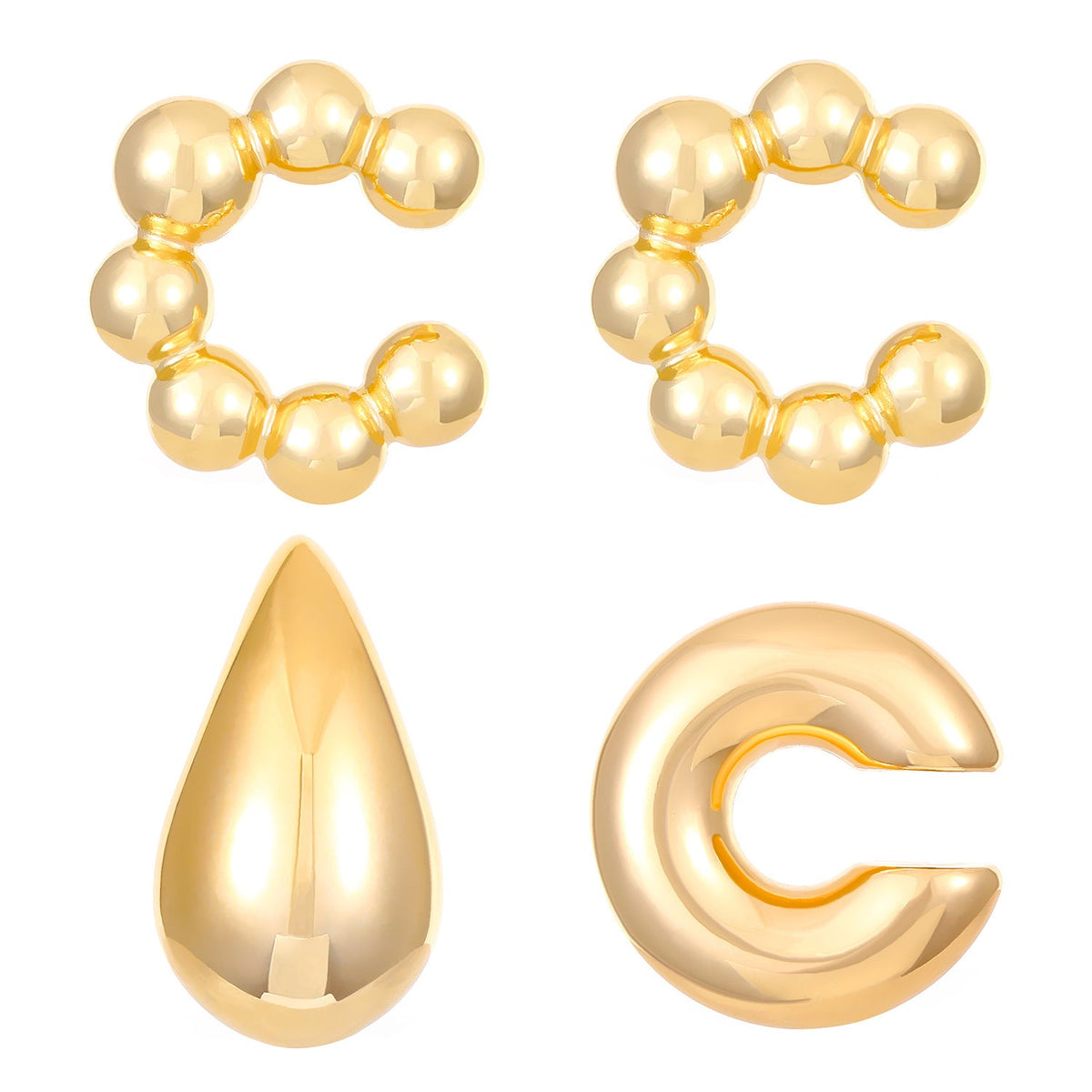 Exaggerated Shaped Water Drop Texture Earings Ear Clip