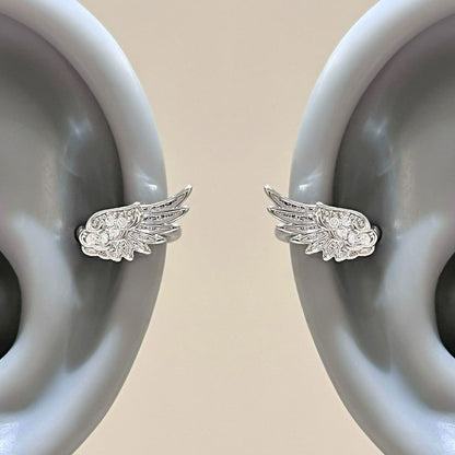 Angel Wings Super Flash Zircon Temperament Wild Without Pierced Niche Rings