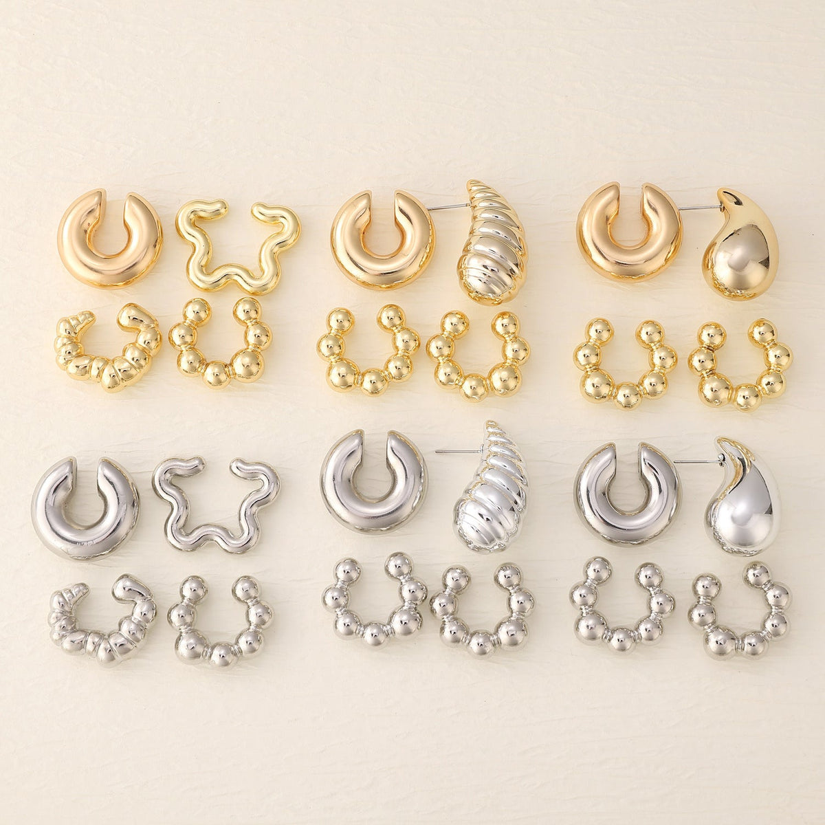 Exaggerated Shaped Water Drop Texture Earings Ear Clip