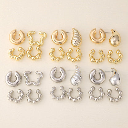 Exaggerated Shaped Water Drop Texture Earings Ear Clip