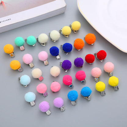 Pair Candy Color Korean Cute Wool Ball Ear Clip