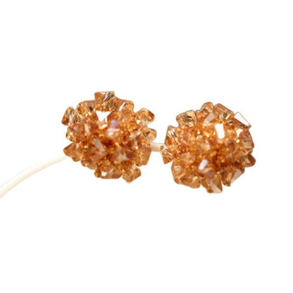 Atmosphere Champagne Water Gold Handmade Hydrangea Fireworks Beaded Crystal High-grade Ear Clip