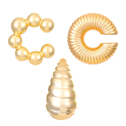 Exaggerated Shaped Water Drop Texture Earings Ear Clip