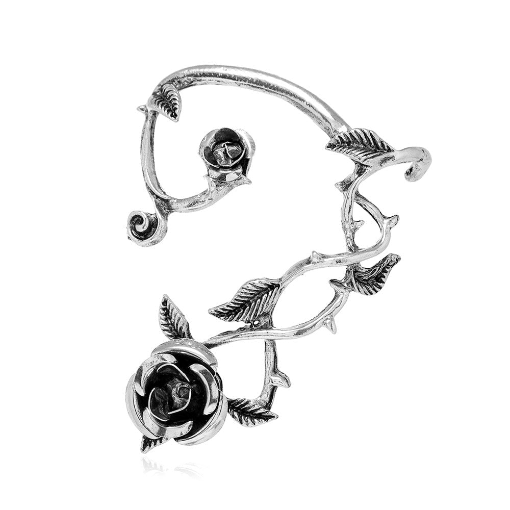 Gothic Punk Dark Series Single Leaf Rose Cuff Rings
