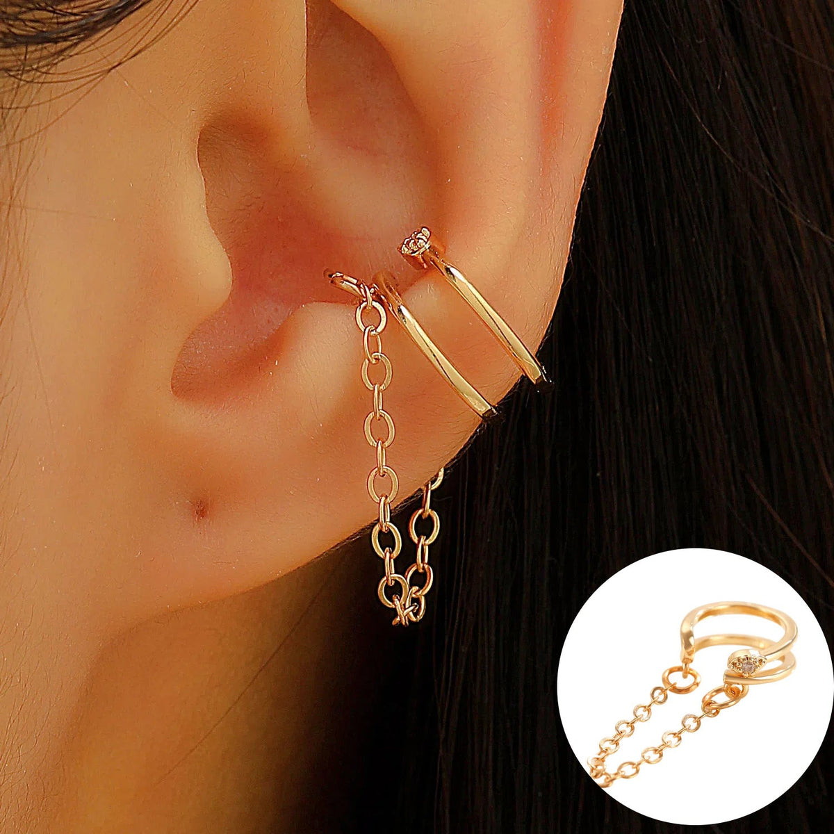 Simple Chain Single Personalized Temperamental Tassels No Pierced Fairy Ear Clip