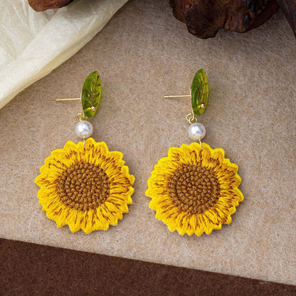 Sense Niche Flower Fabric Art High-key Dignified Ear Clip