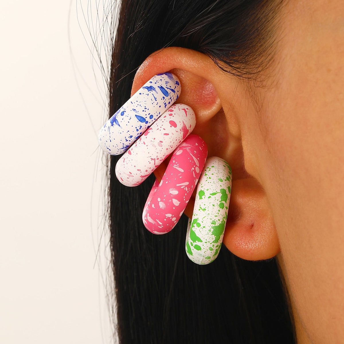 Exaggerated Shaped Water Drop Texture Earings Ear Clip