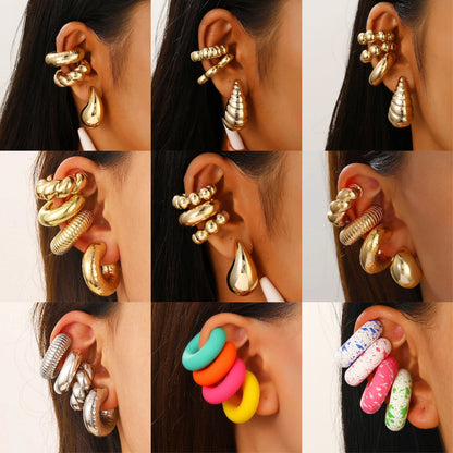 Exaggerated Shaped Water Drop Texture Earings Ear Clip