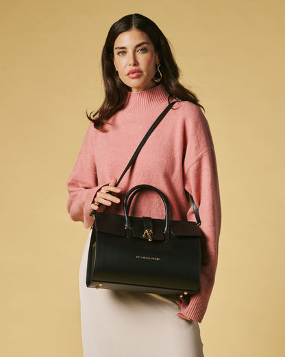 Oriana (black) - Italian calf leather women's handbag (with shoulder strap) — photo 8 of 8
