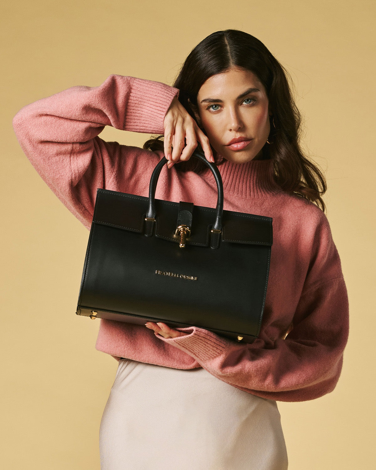 Oriana (black) - Italian calf leather women's handbag (with shoulder strap) — photo 2 of 8