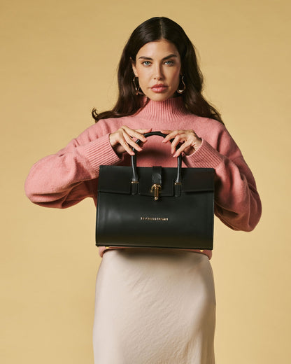 Oriana (black) - Italian calf leather women's handbag (with shoulder strap) — photo 7 of 8