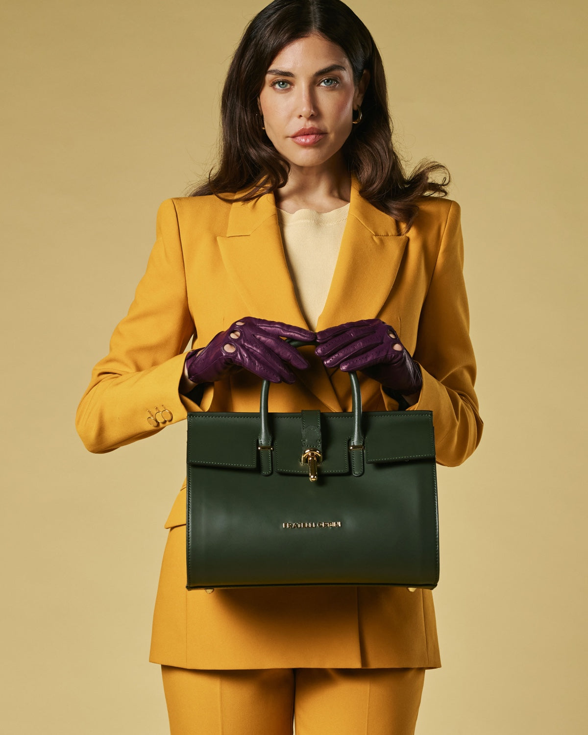 Oriana (green) - Italian calf leather women's handbag (with shoulder strap) — photo 1 of 8