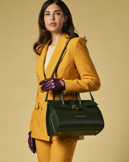 Oriana (green) - Italian calf leather women's handbag (with shoulder strap) — photo 7 of 8