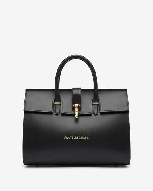 Oriana (black) - Italian calf leather women's handbag (with shoulder strap) — photo 1 of 8