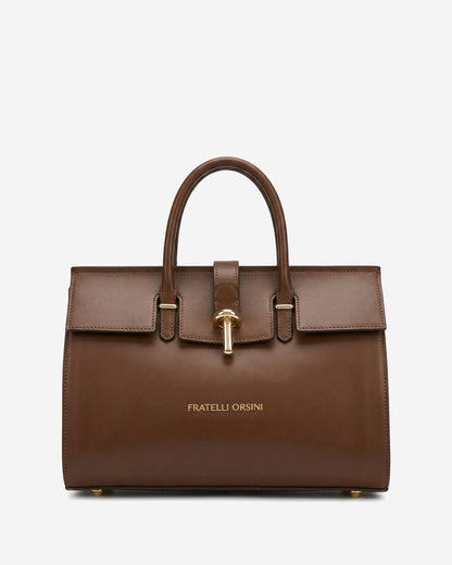 Oriana (brown) - Italian calf leather women's handbag (with shoulder strap) — photo 1 of 10