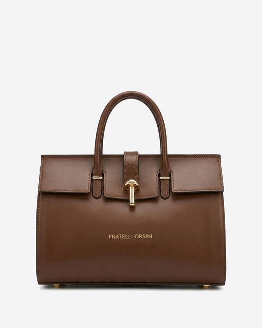 Oriana (brown) - Italian calf leather women's handbag (with shoulder strap) — photo 1 of 10