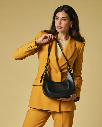 Ornella (black) - Italian calf leather women's crossbody bag (with shoulder strap) — photo 6 of 8