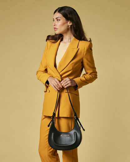 Ornella (black) - Italian calf leather women's crossbody bag (with shoulder strap) — photo 7 of 8