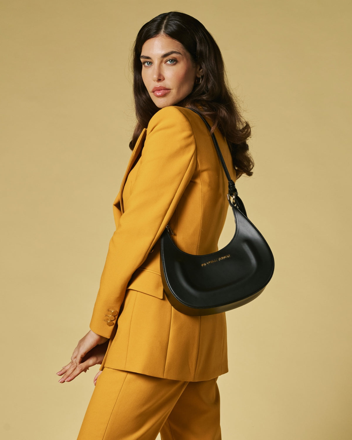 Ornella (black) - Italian calf leather women's crossbody bag (with shoulder strap) — photo 2 of 8