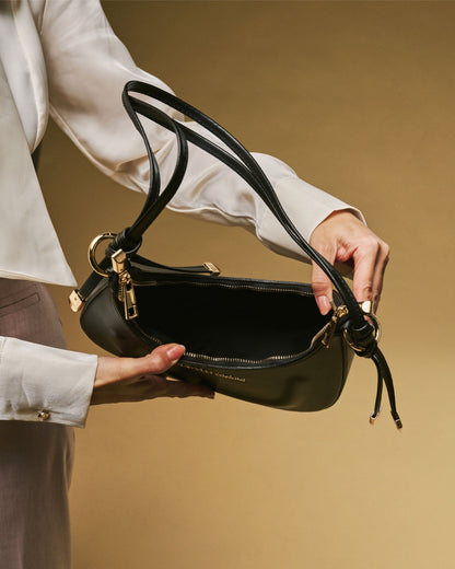 Ornella (black) - Italian calf leather women's crossbody bag (with shoulder strap) — photo 4 of 8