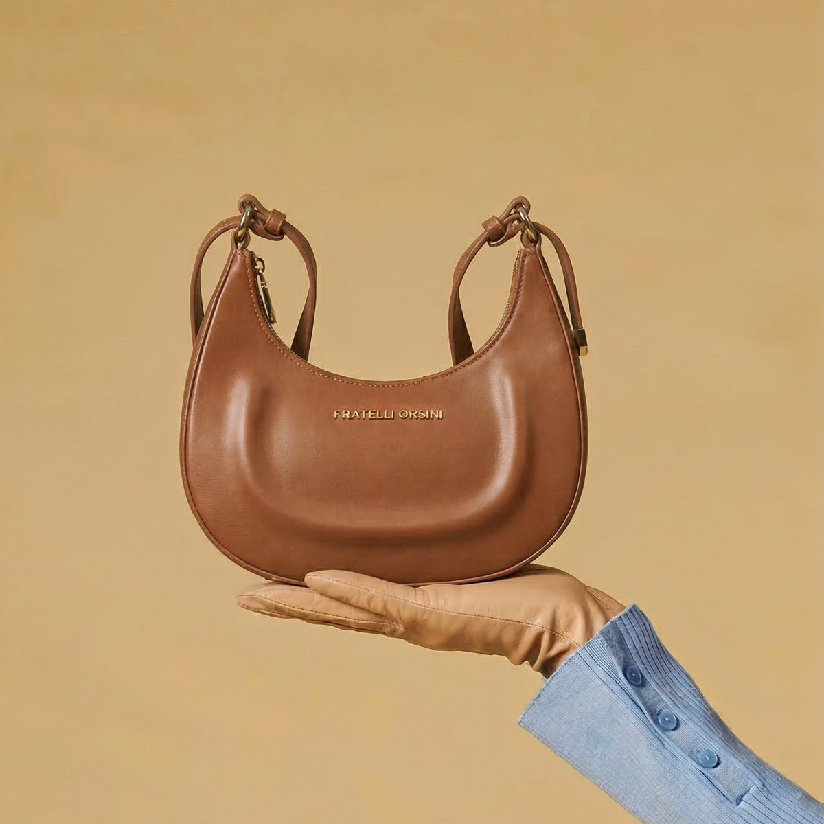 Ornella (cognac) - Italian calf leather women's crossbody bag (with shoulder strap) — photo 6 of 9