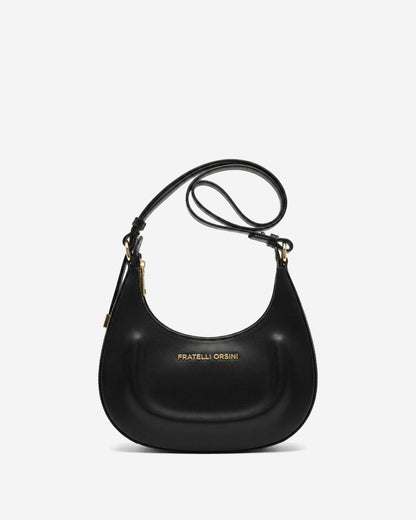 Ornella (black) - Italian calf leather women's crossbody bag (with shoulder strap) — photo 1 of 8